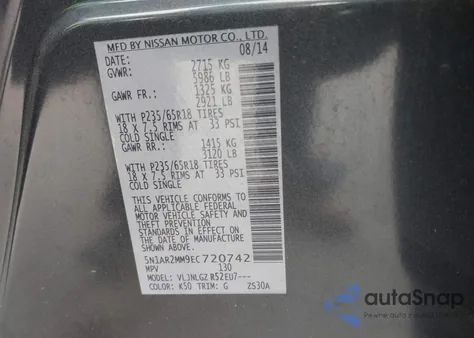 2014 Nissan Pathfinder Sl from USA, damaged, VIN 5N1AR2MM9EC720742